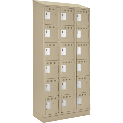 Clean Line Lockerette , 6 -tier, Bank of 3, 36" x 18" x 82", Steel, Beige, Rivet (Assembled) Ottawa Fastener Supply