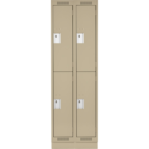 Clean Line Lockers, 2 -tier, Bank of 2, 24" x 18" x 76", Steel, Beige, Rivet (Assembled) Ottawa Fastener Supply