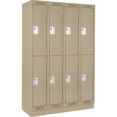 Clean Line Lockers, 2 -tier, Bank of 4, 48" x 18" x 76", Steel, Beige, Rivet (Assembled) Ottawa Fastener Supply