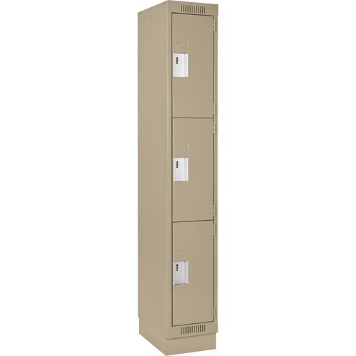 Clean Line Lockers, 3 -tier, 12" x 18" x 76", Steel, Beige, Rivet (Assembled) Ottawa Fastener Supply
