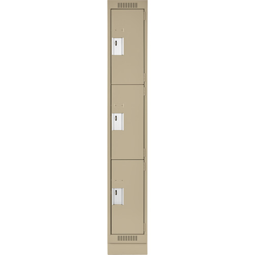 Clean Line Lockers, 3 -tier, 12" x 18" x 76", Steel, Beige, Rivet (Assembled) Ottawa Fastener Supply