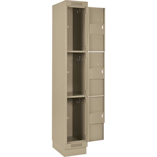 Clean Line Lockers, 3 -tier, Bank of 3, 36" x 18" x 76", Steel, Beige, Rivet (Assembled) Ottawa Fastener Supply