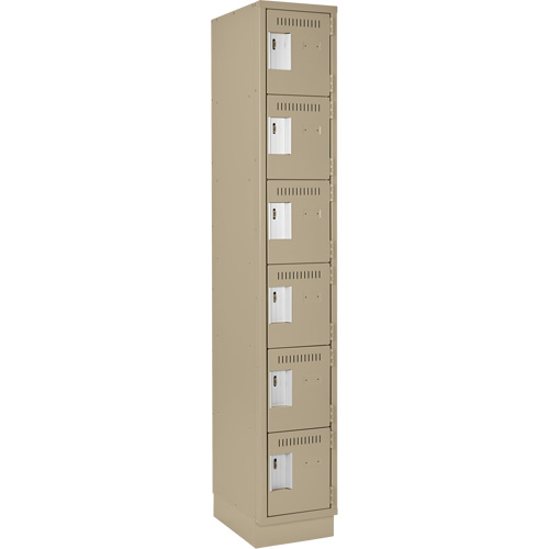 Clean Line Lockerette, 6 -tier, 12" x 18" x 76", Steel, Beige, Rivet (Assembled) Ottawa Fastener Supply