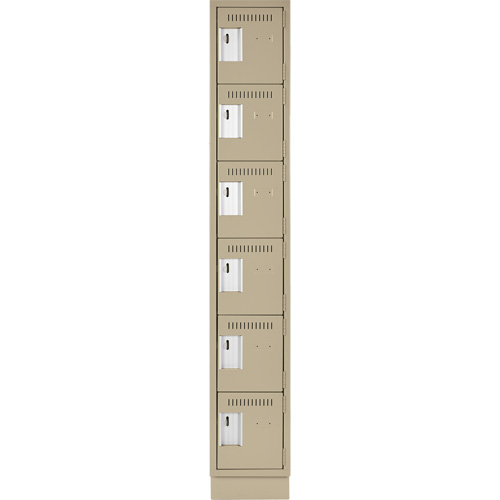 Clean Line Lockerette, 6 -tier, 12" x 18" x 76", Steel, Beige, Rivet (Assembled) Ottawa Fastener Supply