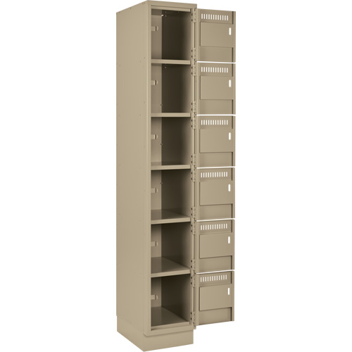 Clean Line Lockerette, 6 -tier, Bank of 4, 48" x 18" x 76", Steel, Beige, Rivet (Assembled) Ottawa Fastener Supply