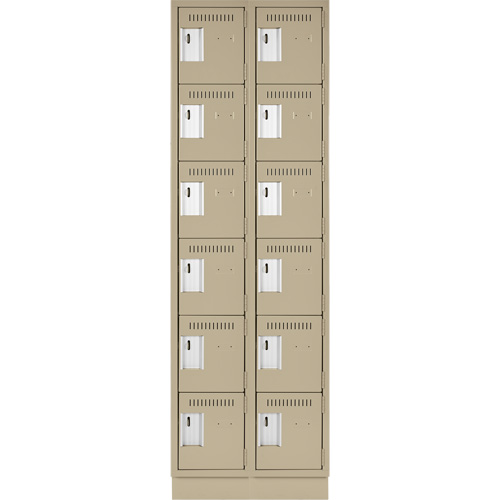Clean Line Lockerette, 6 -tier, Bank of 2, 24" x 18" x 76", Steel, Beige, Rivet (Assembled) Ottawa Fastener Supply