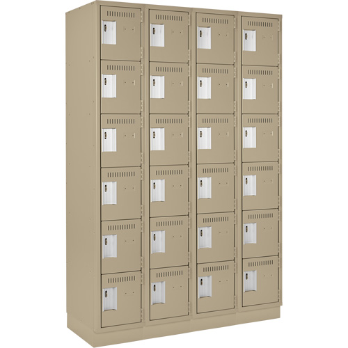 Clean Line Lockerette, 6 -tier, Bank of 4, 48" x 18" x 76", Steel, Beige, Rivet (Assembled) Ottawa Fastener Supply
