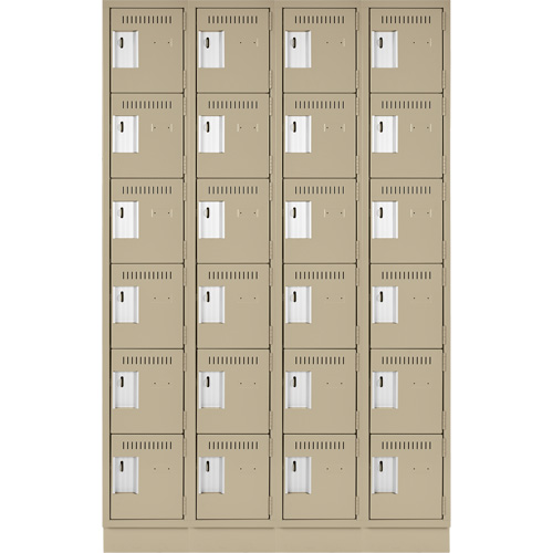 Clean Line Lockerette, 6 -tier, Bank of 4, 48" x 18" x 76", Steel, Beige, Rivet (Assembled) Ottawa Fastener Supply