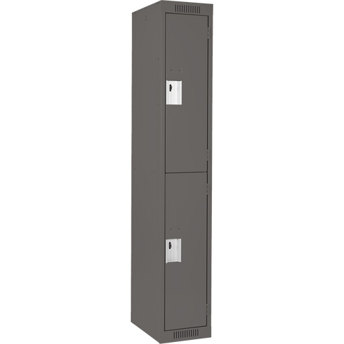 Clean Line Lockers, 2 -tier, 12" x 18" x 72", Steel, Charcoal, Rivet (Assembled) Ottawa Fastener Supply