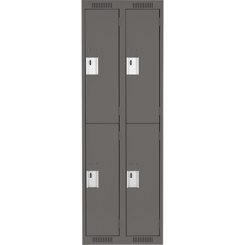 Clean Line Lockers, 2 -tier, Bank of 2, 24" x 18" x 72", Steel, Charcoal, Rivet (Assembled) Ottawa Fastener Supply