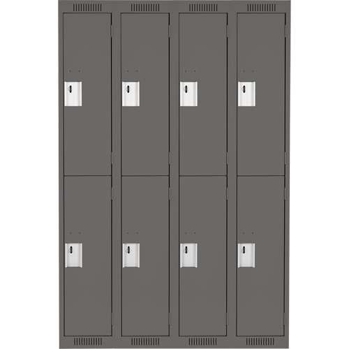 Clean Line Lockers, 2 -tier, Bank of 4, 48" x 18" x 72", Steel, Charcoal, Rivet (Assembled) Ottawa Fastener Supply