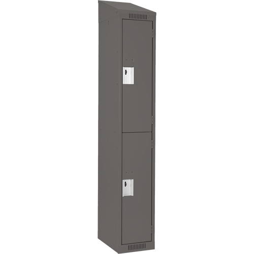 Clean Line Lockers, 2 -tier, 12" x 18" x 78", Steel, Charcoal, Rivet (Assembled) Ottawa Fastener Supply