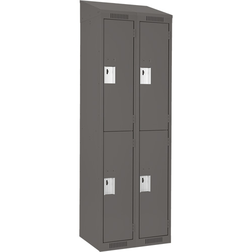 Clean Line Lockers, 2 -tier, Bank of 2, 24" x 18" x 78", Steel, Charcoal, Rivet (Assembled) Ottawa Fastener Supply