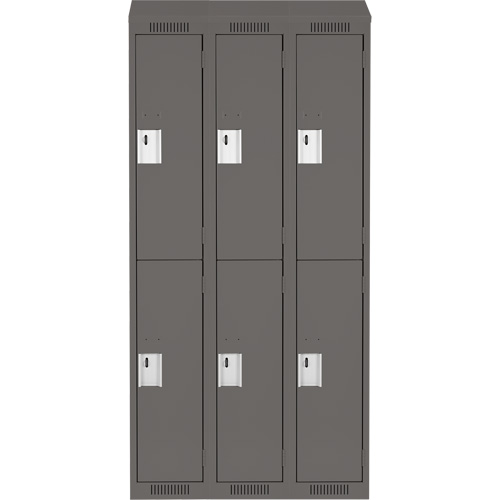 Clean Line Lockers, 2 -tier, Bank of 3, 36" x 18" x 78", Steel, Charcoal, Rivet (Assembled) Ottawa Fastener Supply