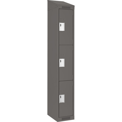 Clean Line Lockers, 3 -tier, 12" x 18" x 78", Steel, Charcoal, Rivet (Assembled) Ottawa Fastener Supply