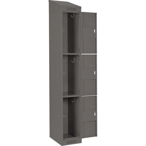 Clean Line Lockers, 3 -tier, Bank of 4, 48" x 18" x 78", Steel, Charcoal, Rivet (Assembled) Ottawa Fastener Supply