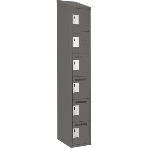 Clean Line Lockerette, 6 -tier, 12" x 18" x 78", Steel, Charcoal, Rivet (Assembled) Ottawa Fastener Supply