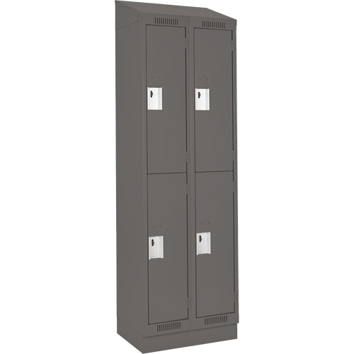Clean Line Lockers, 2 -tier, Bank of 2, 24" x 18" x 82", Steel, Charcoal, Rivet (Assembled) Ottawa Fastener Supply