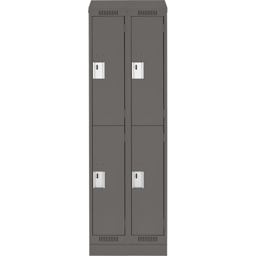 Clean Line Lockers, 2 -tier, Bank of 2, 24" x 18" x 82", Steel, Charcoal, Rivet (Assembled) Ottawa Fastener Supply