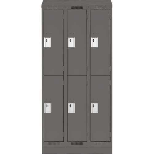 Clean Line Lockers, 2 -tier, Bank of 3, 36" x 18" x 82", Steel, Charcoal, Rivet (Assembled) Ottawa Fastener Supply