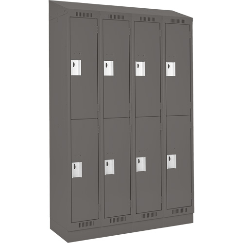 Clean Line Lockers, 2 -tier, Bank of 4, 48" x 18" x 82", Steel, Charcoal, Rivet (Assembled) Ottawa Fastener Supply