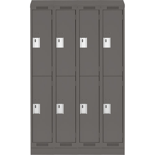 Clean Line Lockers, 2 -tier, Bank of 4, 48" x 18" x 82", Steel, Charcoal, Rivet (Assembled) Ottawa Fastener Supply
