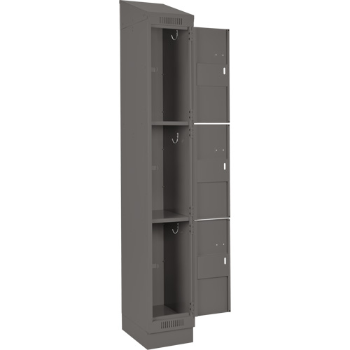 Clean Line Lockers, 3 -tier, Bank of 4, 48" x 18" x 82", Steel, Charcoal, Rivet (Assembled) Ottawa Fastener Supply