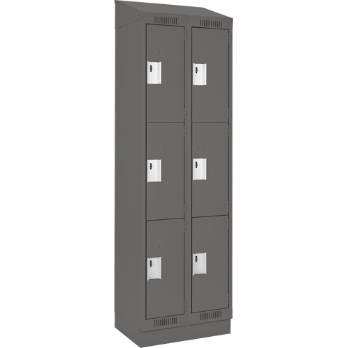Clean Line Lockers, 3 -tier, Bank of 2, 24" x 18" x 82", Steel, Charcoal, Rivet (Assembled) Ottawa Fastener Supply