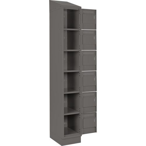 Clean Line Lockerette, 6 -tier, Bank of 4, 48" x 18" x 82", Steel, Charcoal, Rivet (Assembled) Ottawa Fastener Supply