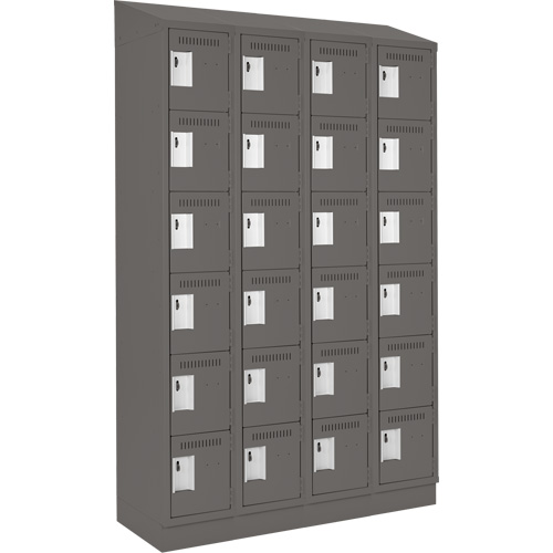 Clean Line Lockerette, 6 -tier, Bank of 4, 48" x 18" x 82", Steel, Charcoal, Rivet (Assembled) Ottawa Fastener Supply