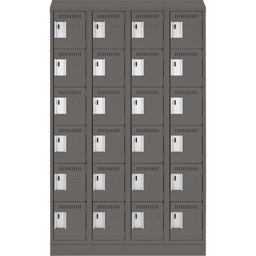 Clean Line Lockerette, 6 -tier, Bank of 4, 48" x 18" x 82", Steel, Charcoal, Rivet (Assembled) Ottawa Fastener Supply