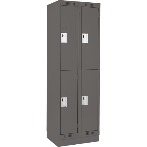 Clean Line Lockers, 2 -tier, Bank of 2, 24" x 18" x 76", Steel, Charcoal, Rivet (Assembled) Ottawa Fastener Supply