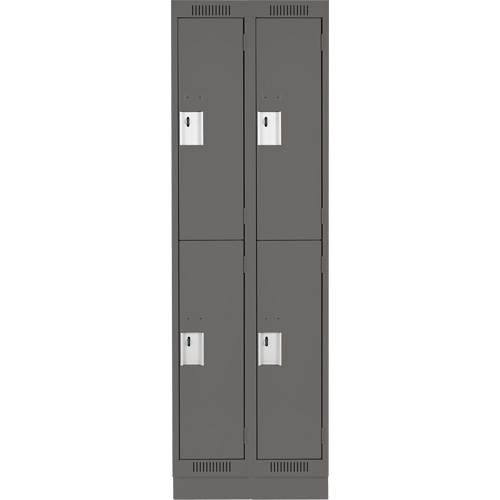 Clean Line Lockers, 2 -tier, Bank of 2, 24" x 18" x 76", Steel, Charcoal, Rivet (Assembled) Ottawa Fastener Supply