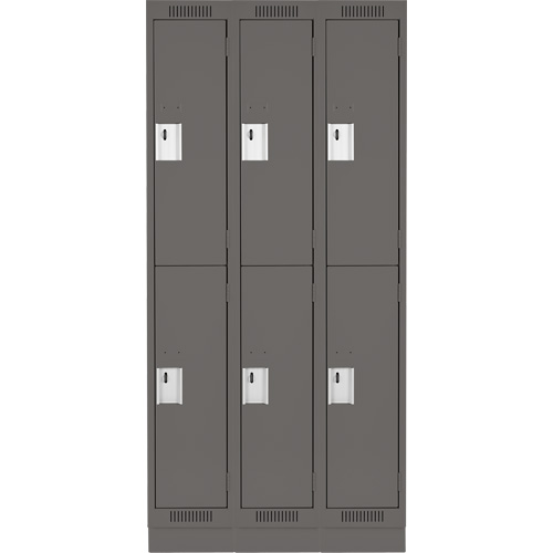 Clean Line Lockers, 2 -tier, Bank of 3, 36" x 18" x 76", Steel, Charcoal, Rivet (Assembled) Ottawa Fastener Supply