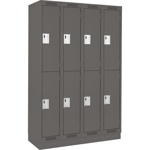 Clean Line Lockers, 2 -tier, Bank of 4, 48" x 18" x 76", Steel, Charcoal, Rivet (Assembled) Ottawa Fastener Supply