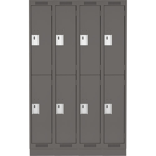 Clean Line Lockers, 2 -tier, Bank of 4, 48" x 18" x 76", Steel, Charcoal, Rivet (Assembled) Ottawa Fastener Supply