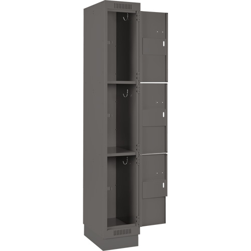 Clean Line Lockers, 3 -tier, Bank of 4, 48" x 18" x 76", Steel, Charcoal, Rivet (Assembled) Ottawa Fastener Supply