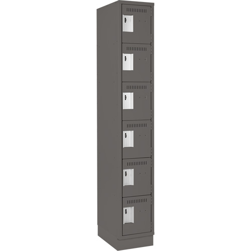 Clean Line Lockerette, 6 -tier, 12" x 18" x 76", Steel, Charcoal, Rivet (Assembled) Ottawa Fastener Supply