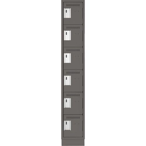 Clean Line Lockerette, 6 -tier, 12" x 18" x 76", Steel, Charcoal, Rivet (Assembled) Ottawa Fastener Supply