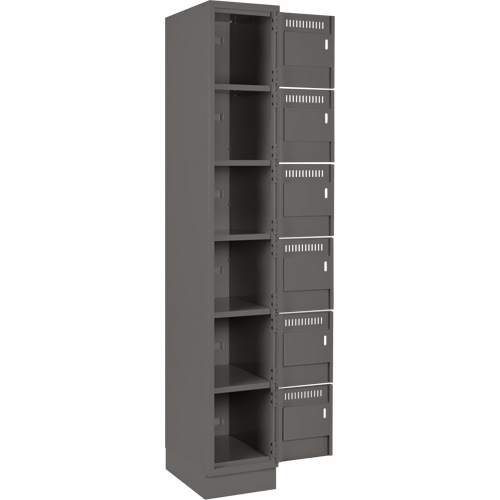 Clean Line Lockerette, 6 -tier, Bank of 4, 48" x 18" x 76", Steel, Charcoal, Rivet (Assembled) Ottawa Fastener Supply