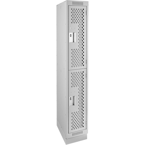 Clean Line Lockers, 2 -tier, 12" x 18" x 76", Steel, Grey, Rivet (Assembled), Perforated Ottawa Fastener Supply