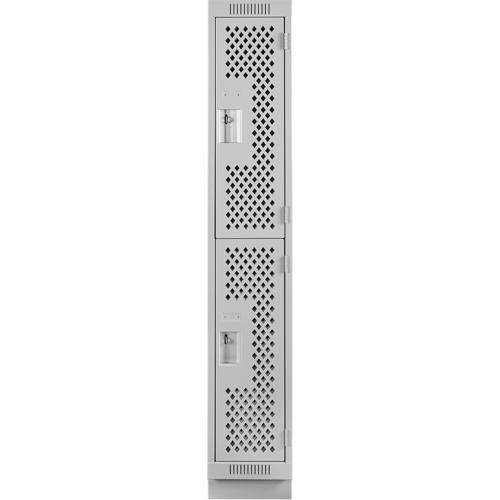 Clean Line Lockers, 2 -tier, 12" x 18" x 76", Steel, Grey, Rivet (Assembled), Perforated Ottawa Fastener Supply