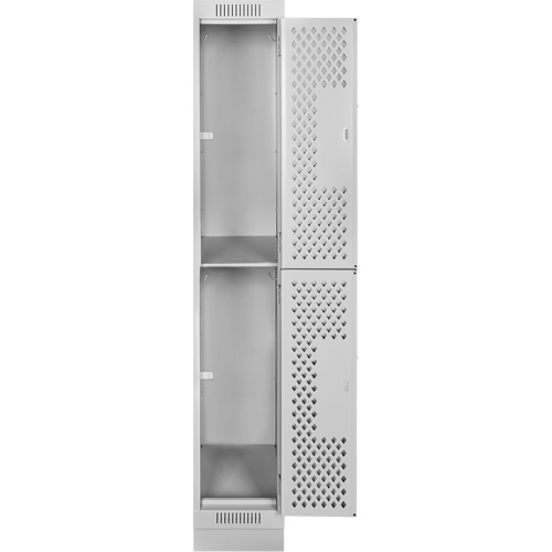 Clean Line Lockers, 2 -tier, 12" x 18" x 76", Steel, Grey, Rivet (Assembled), Perforated Ottawa Fastener Supply