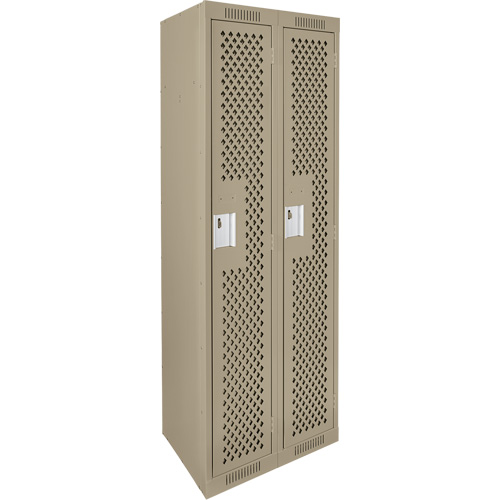 Clean Line Lockers, Bank of 2, 24" x 15" x 72", Steel, Beige, Rivet (Assembled), Perforated Ottawa Fastener Supply