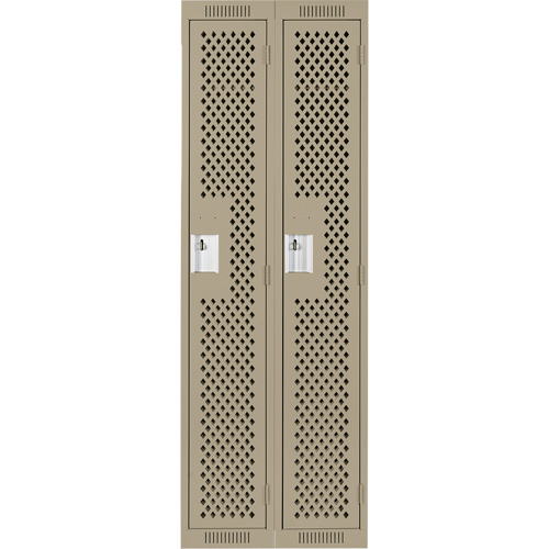 Clean Line Lockers, Bank of 2, 24" x 15" x 72", Steel, Beige, Rivet (Assembled), Perforated Ottawa Fastener Supply