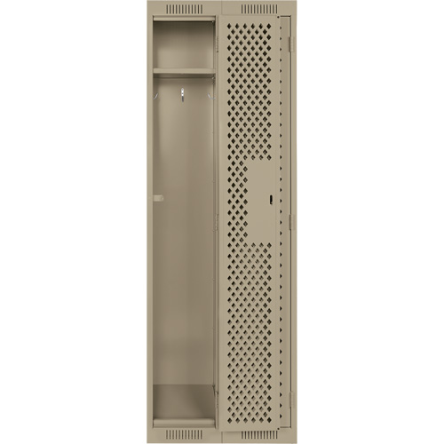 Clean Line Lockers, Bank of 2, 24" x 15" x 72", Steel, Beige, Rivet (Assembled), Perforated Ottawa Fastener Supply
