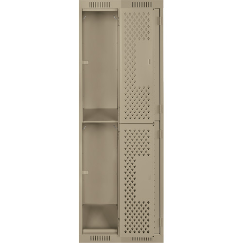 Clean Line Lockers, 2 -tier, Bank of 2, 24" x 15" x 72", Steel, Beige, Rivet (Assembled), Perforated Ottawa Fastener Supply