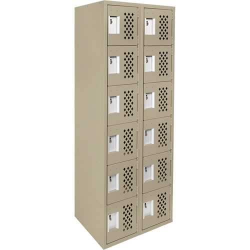 Clean-Line Perforated Lockerette, 6 -tier, Bank of 2, 15" x 72" x 12", Steel Ottawa Fastener Supply
