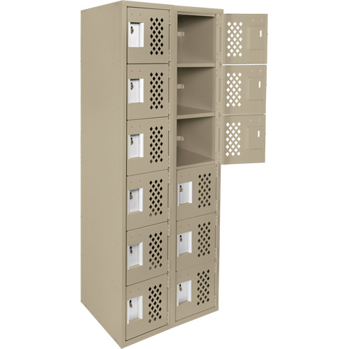 Clean-Line Perforated Lockerette, 6 -tier, Bank of 2, 15" x 72" x 12", Steel Ottawa Fastener Supply