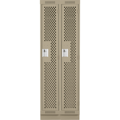 Clean Line Lockers, Bank of 2, 24" x 15" x 76", Steel, Beige, Rivet (Assembled), Perforated Ottawa Fastener Supply